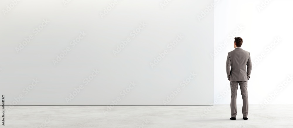 A sophisticated professional observing a vast blank space
