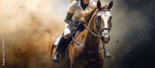 In depth depiction of a sport involving a fast running horse and a young female athlete © HN Works