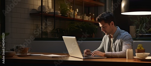 Young professional using laptop at home