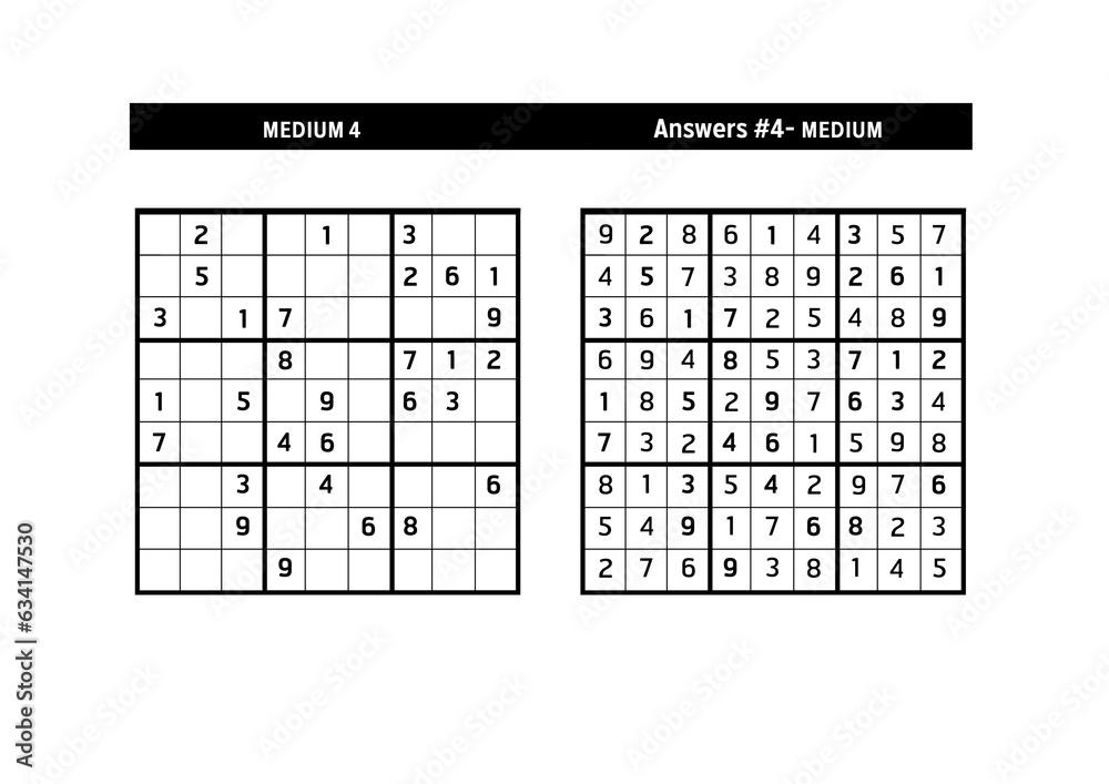 Sudoku puzzle game.Sudoku puzzle with a solution - MEDIUM LEVEL Sudoku puzzle game.Sudoku puzzle with a solution - MEDIUM LEVEL