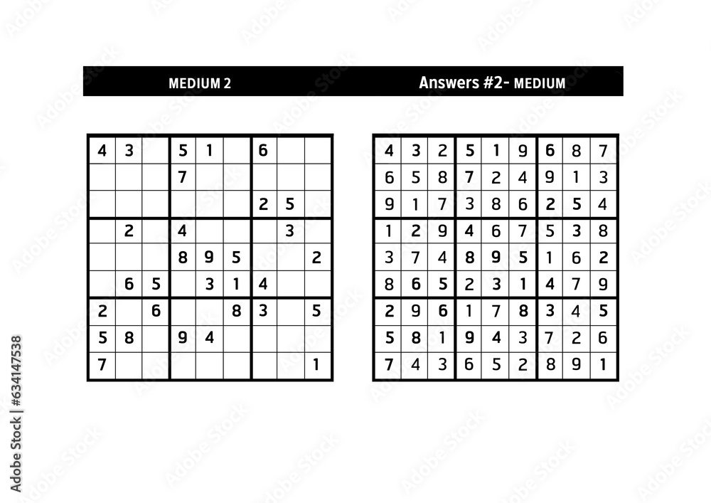 Sudoku puzzle game.Sudoku puzzle with a solution - MEDIUM LEVEL Sudoku puzzle game.Sudoku puzzle with a solution - MEDIUM LEVEL