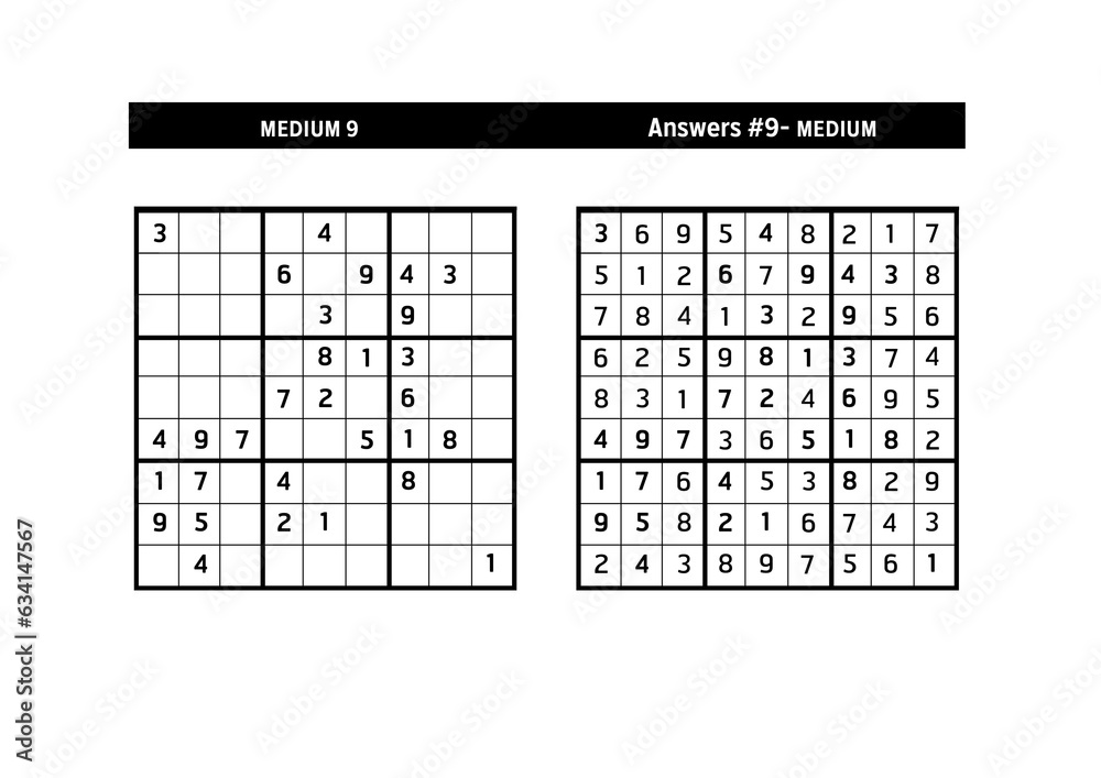 Sudoku puzzle game.Sudoku puzzle with a solution - MEDIUM LEVEL Sudoku puzzle game.Sudoku puzzle with a solution - MEDIUM LEVEL