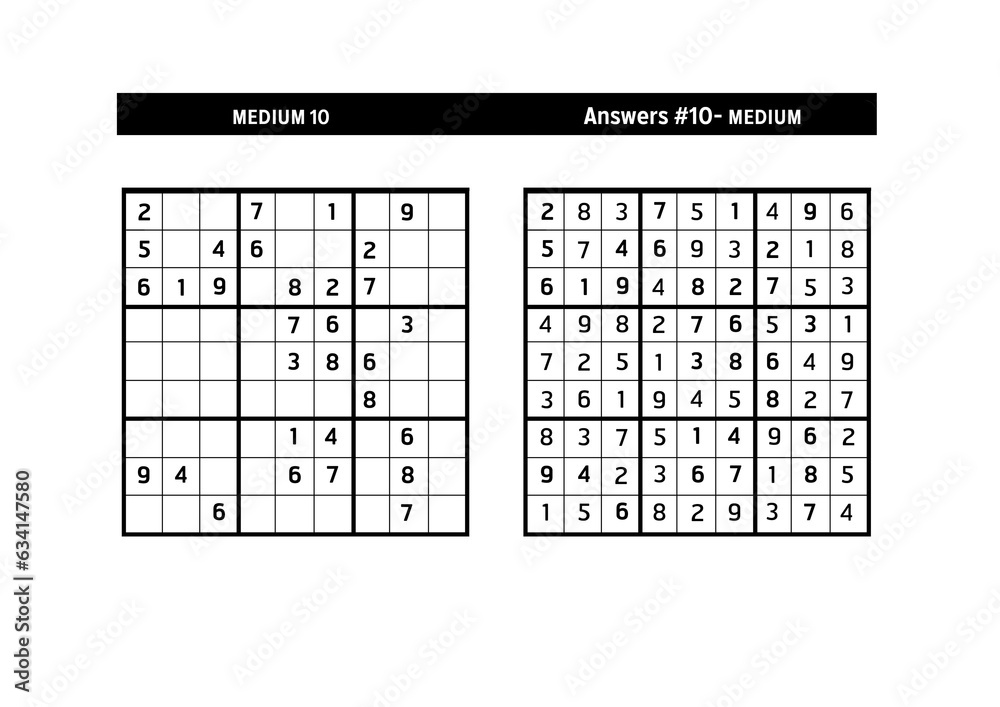 Sudoku puzzle game.Sudoku puzzle with a solution - MEDIUM LEVEL Sudoku puzzle game.Sudoku puzzle with a solution - MEDIUM LEVEL