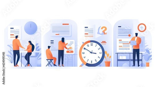 Time management illustration set. Characters organiz
