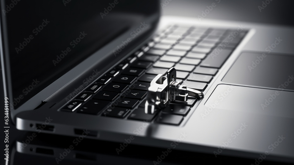Laptop lock isolated on black background