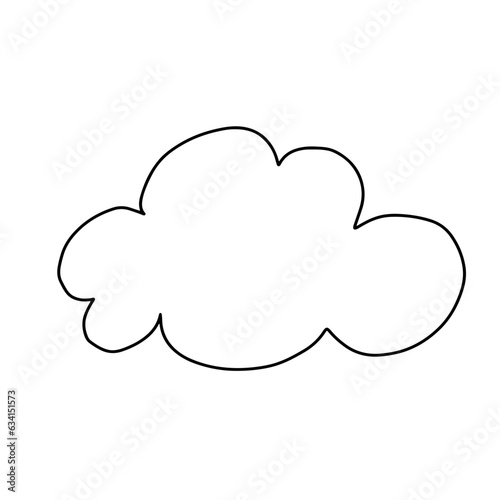 Doodle cloud. Speech bubble. Abstract doodle form. Simple coloring page design element for planner, kids craft, school