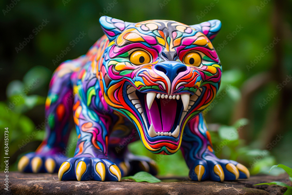 Alebrije Mexican folk art, wood carving, jaguar Stock Photo Adobe Stock