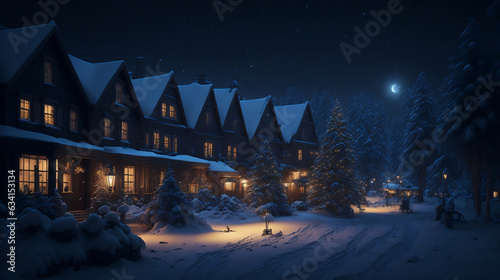 Enchanted Eve  Hyperrealistic Winter Village Awakens for Christmas Festival