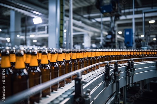 beer in bottling plant in industrial image