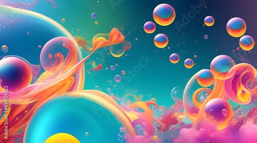 Dynamic PC Desktop Wallpaper | Floating Bubbles over a Colorful Abstract Background. Aspect ratio 16:9