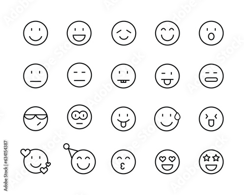 smiley face line icons set editable stroke different emotions feeling Smile Icon isolated on white , smiley Happy, neutral emoji icon