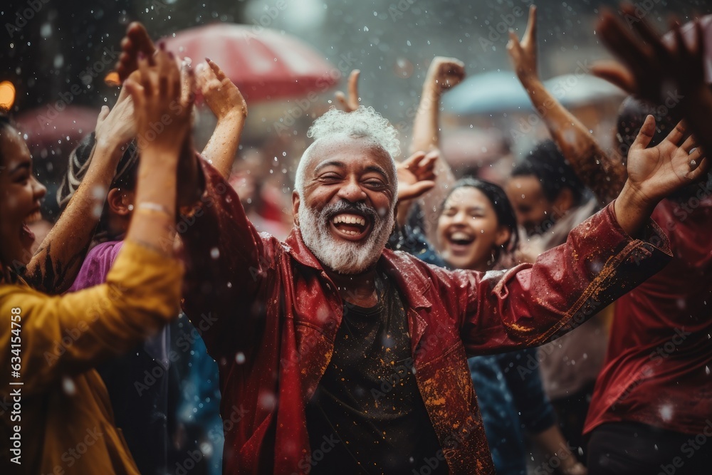 A happy person enjoying street festival