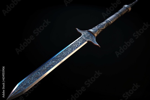 Engraved Ancient sword fantasy silver. Generate Ai