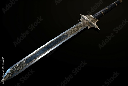 Ornate Ancient sword fantasy silver. Generate Ai