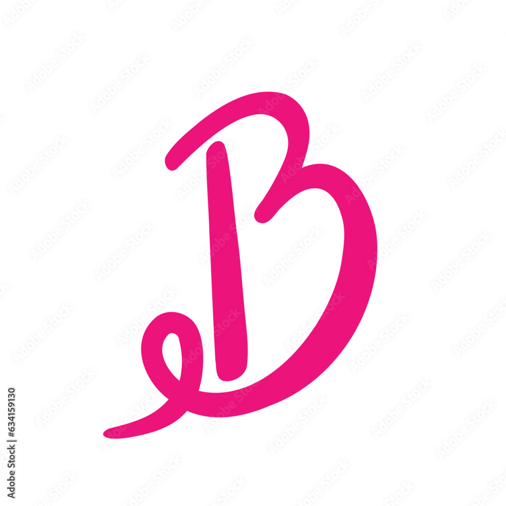 B doll, letter b, pink logo, icon. Vector Illustration for printing, backgrounds, covers and packaging. Image can be used for greeting cards, posters and stickers. Isolated on white background. B doll, letter b, pink logo, icon. Vector Illustration for printing, backgrounds, covers and packaging. Image can be used for greeting cards, posters and stickers. Isolated on white background.