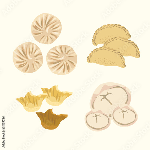set of kinds of dimsum illustration