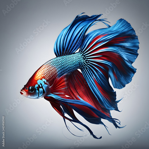 a siam fish with blue and red colors Generative AI