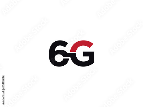 Modern 6G Logo Letter, Typography Number 6g Alphabet Logo Letter Vector