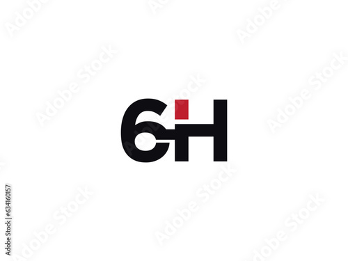 Modern 6H Logo Letter, Typography Number 6h Alphabet Logo Letter Vector