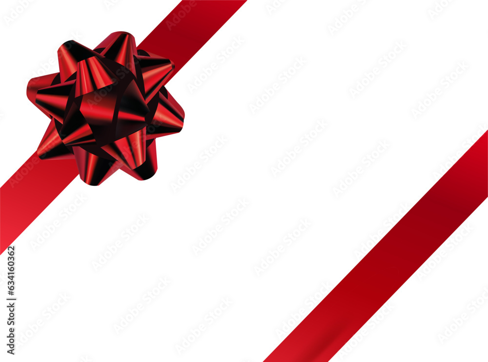 Vector realistic gift wrapping design with shiny red ribbons and bow isolated on transparent background Vector realistic gift wrapping design with shiny red ribbons and bow isolated on transparent background
