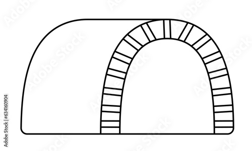 Vector black and white tunnel icon. Railway or highway gate line sign. Railroad tube passage clipart or coloring page isolated on white background.