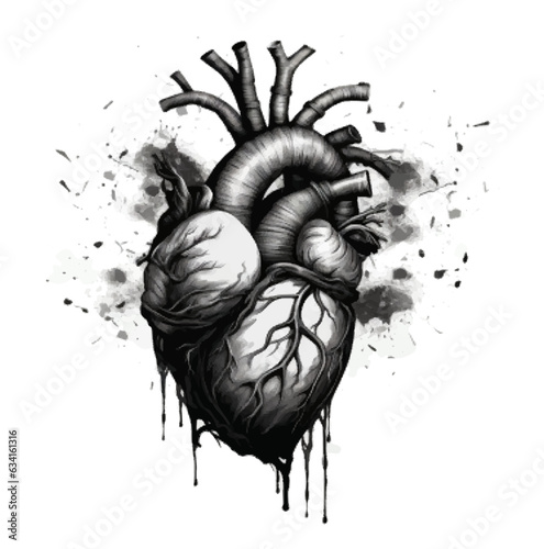anatomically correct heart silhouette graffiti style