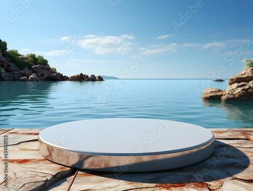Round platform on the sea coast.