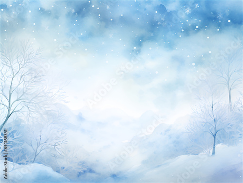 Watercolor illustration with winter wonderland forest, ai generated © TatjanaMeininger