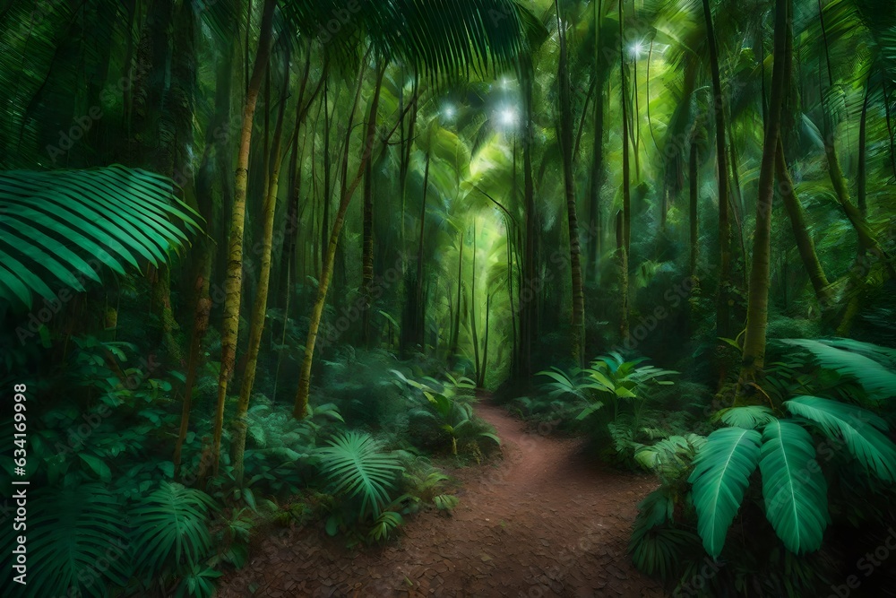 Pastel art of a tropical forest - AI Generative