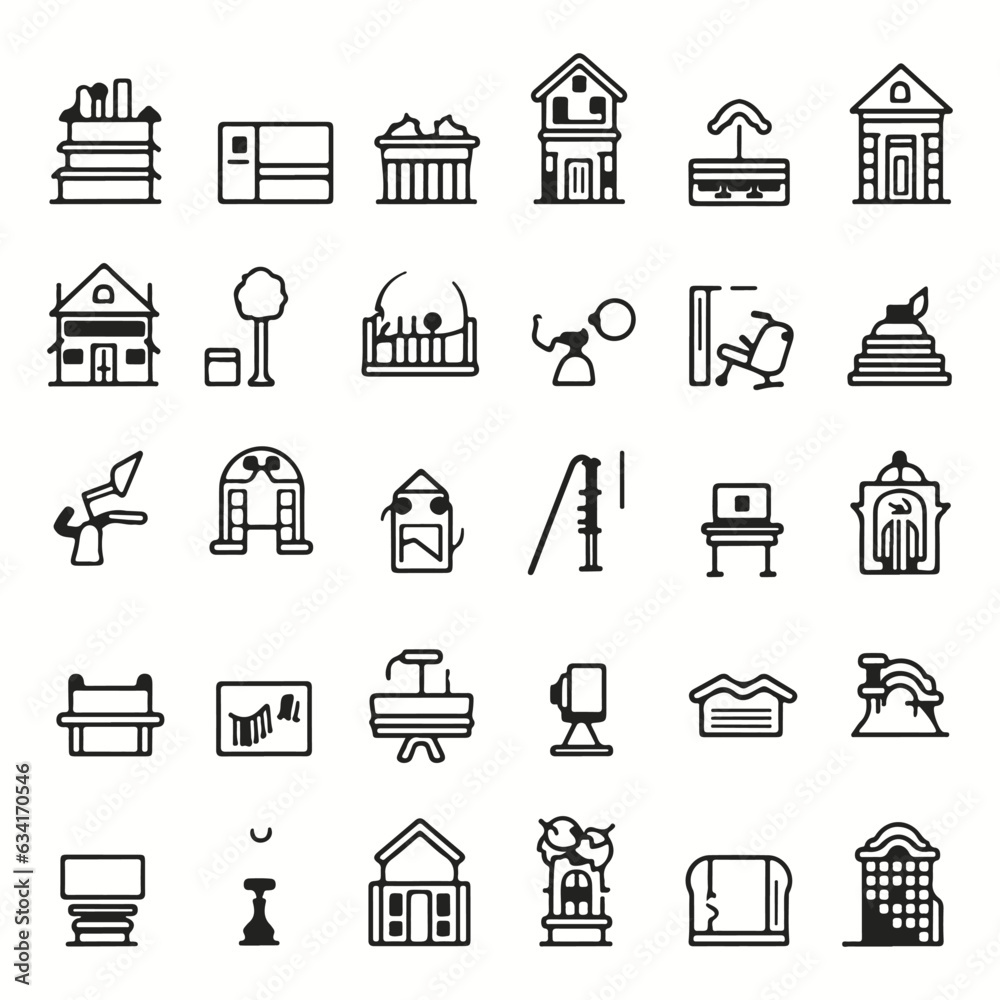 Outline icon set, isolated white background, hero icons, silhouettes