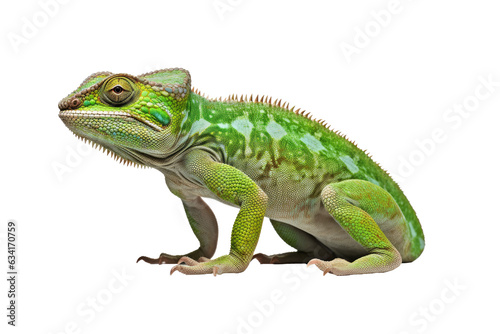 Abstract of lizard chameleon portrait isolated on white background with multi colored colorful on skin body and scales paint, reptile animal, Vibrant bright, with Generative AI. © TANATPON