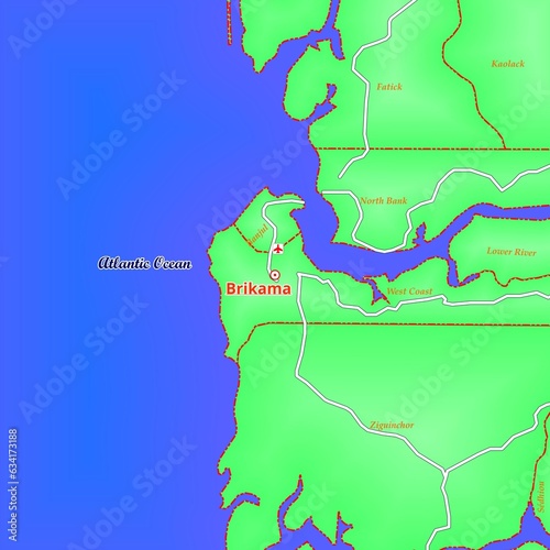 Illustrations Map of Brikama City in The Gambia photo