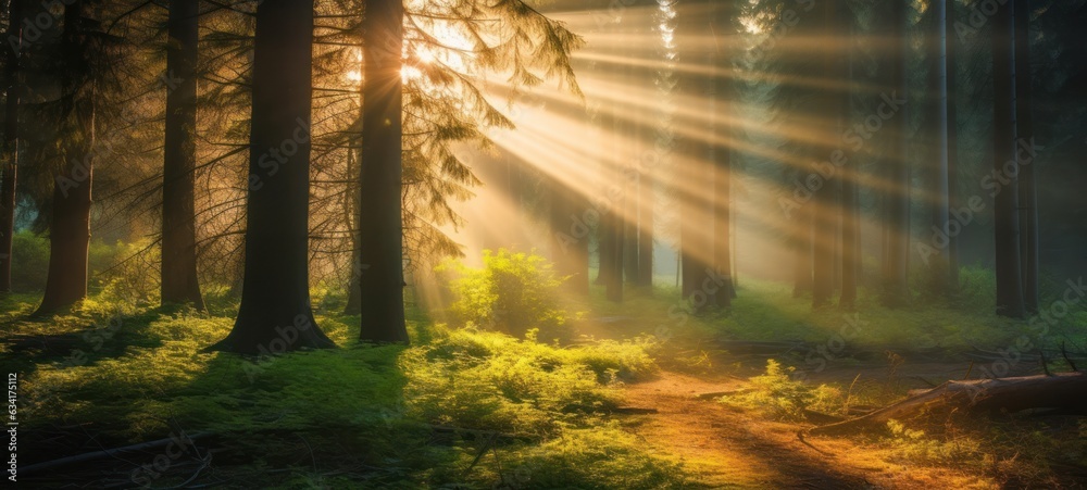 sunlight streaming through trees
