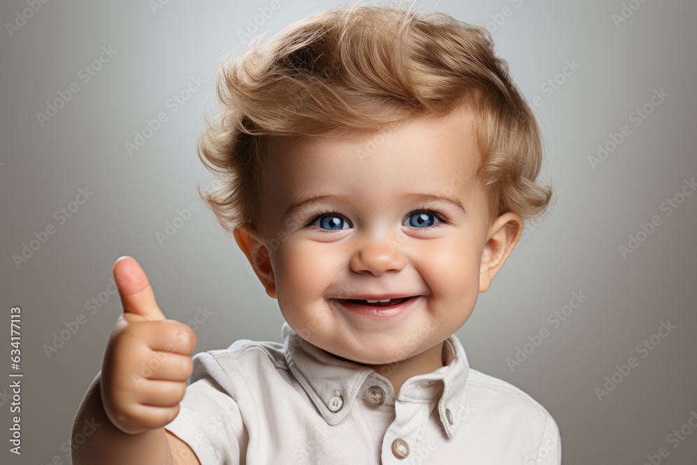 little kid boy showing or holding thumb up little kid boy showing or holding thumb up