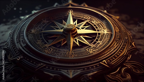 Wallpaper Mural compass on a black background. Photo in high quality Torontodigital.ca