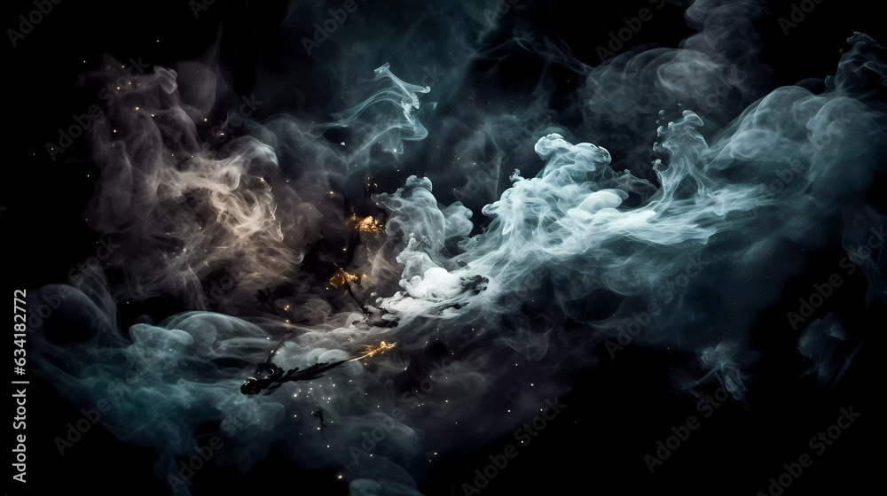 Deep space, smoke, stars and galaxies. On a dark background.. Generative AI technology.