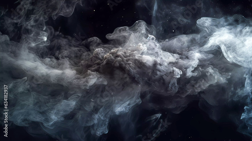 Deep space, smoke, stars and galaxies. On a dark background.. Generative AI technology.