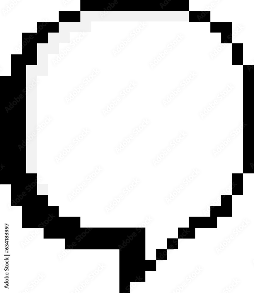 8bit retro game pixel speech bubble balloon icon sticker memo keyword planner text box banner, flat png transparent element design