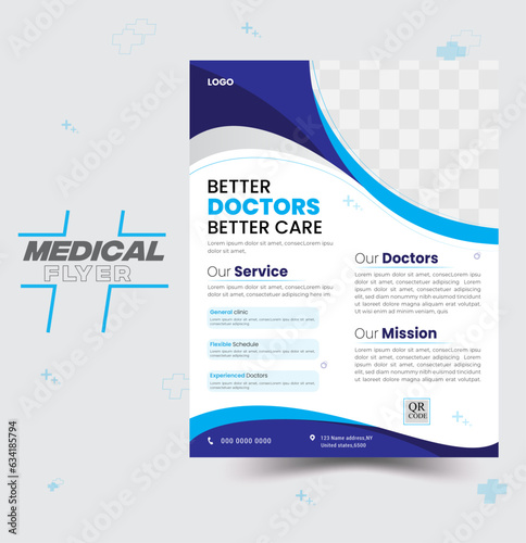 Modern medical healthcare flyer poster template design, Healthcare Flyer Layout with Colorful Accents, Collection of Medical social template for hospital and clinic.