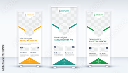 corporate colorful roll up standee banner design template.