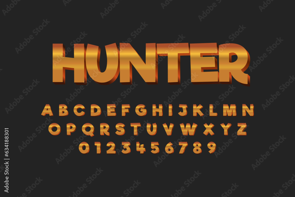 Modern styled 3D trendy set of alphabet letters