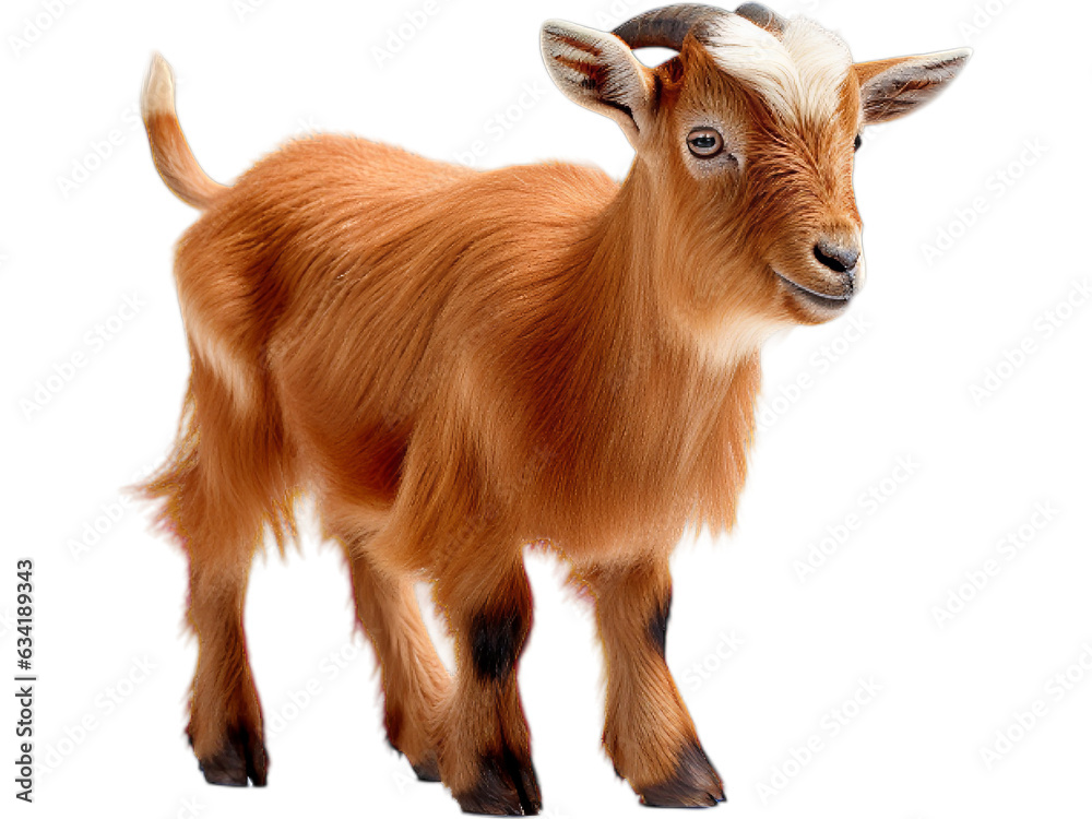 Curious Nigerian Dwarf Goat, no background