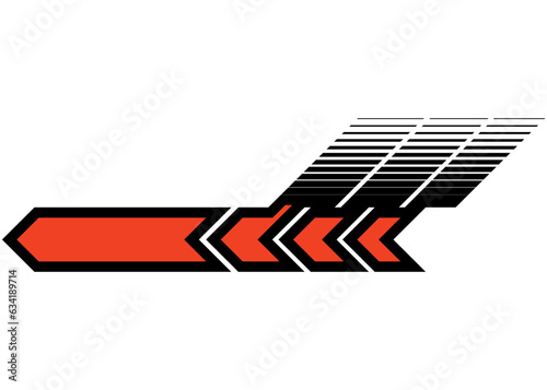 Two color vector stripe. Arrow. Universal pattern for interior design, vehicle sticker, car, bus, SUV, toys, sportswear pattern, web design, printing. Abstract vector background.