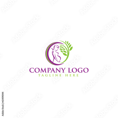 woman pregnant logo design icon