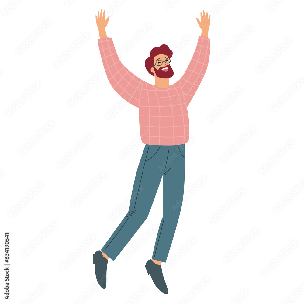Happy jumping man. Flat Illustration on transparent background Happy jumping man. Flat Illustration on transparent background