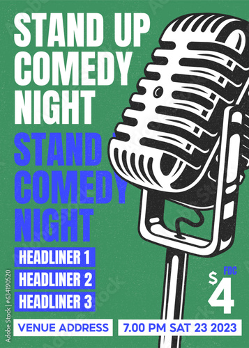 Stand Up Show or comedy night, Set Vector., microphone or Open Mic, flyer, gigs, poster, pamphlet,