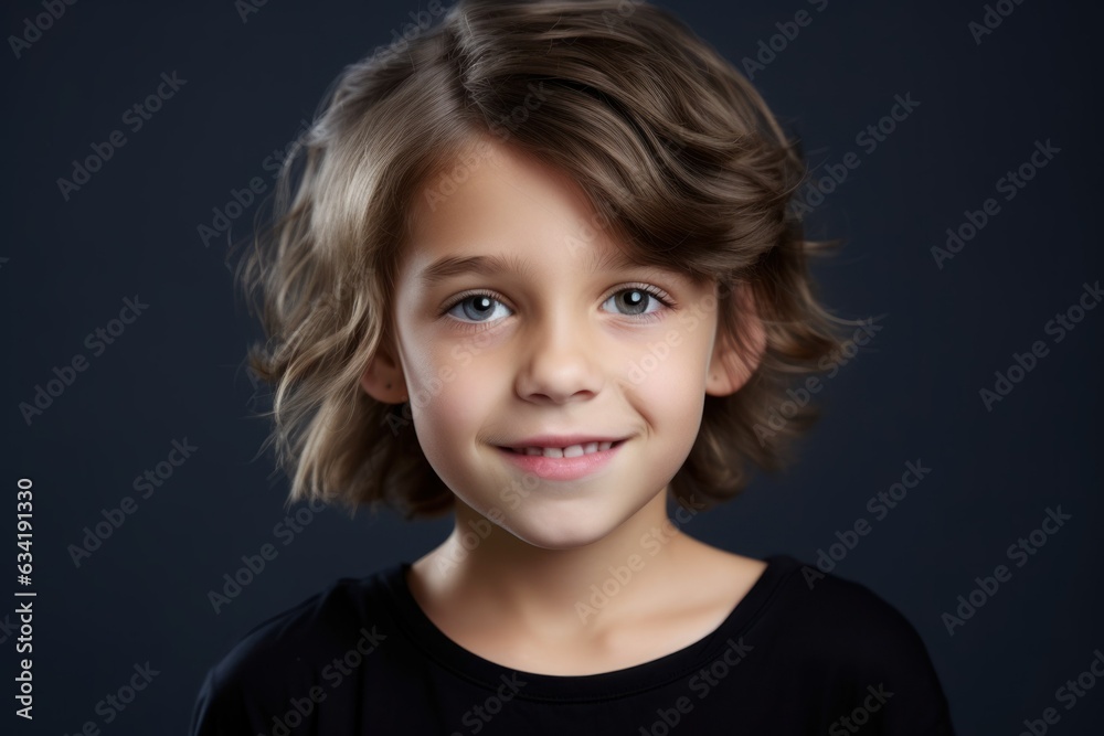 Portrait of a cute fictional young child smiling candidly. Generative AI. Portrait of a cute fictional young child smiling candidly. Generative AI.