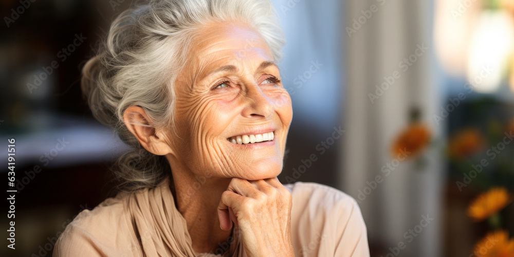 Happy Senior Woman: Portrait of Joyful Elderly Lady