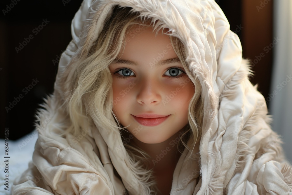 Portrait of a cute fictional young child smiling candidly. Generative AI. Portrait of a cute fictional young child smiling candidly. Generative AI.