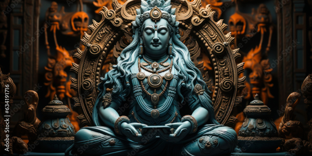 The Power of Meditation: A powerful image of a statue of Lord Shiva in yoga pose, representing the power of meditation and mindfulness.